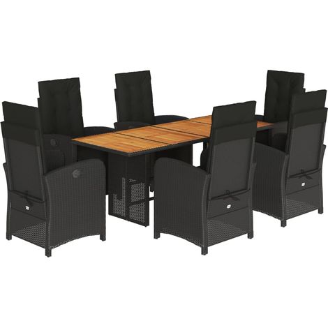 Maison Exclusive - Set da Pranzo da Giardino 7 pz Nero con Cuscini in Polyrattan