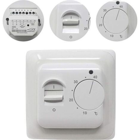 Manuel Thermostat d'ambiance Chauffage au Sol Electrique avec sonde AC 220V 16A, Régulateur de Thermostat Plancher Chauffant Mécanique [Classe énergétique A+++] (1/5)