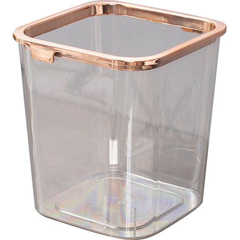 Poubelle de bureau transparente en PET avec anneau presseur, design moderne et bouche large pour maison ou bureau (1/4)