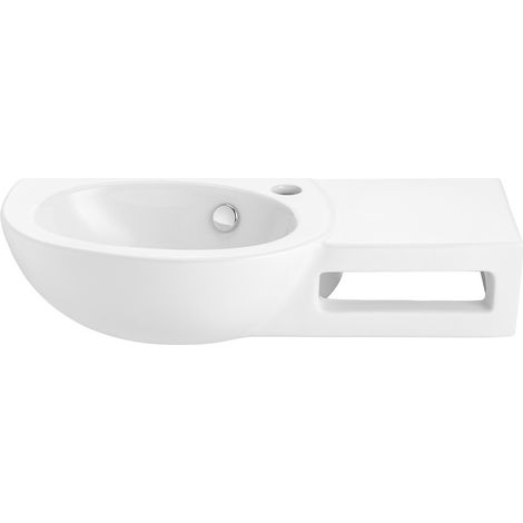 Lavabo sospeso in ceramica 63x28,5 con porta salvietta integrato (1/2)