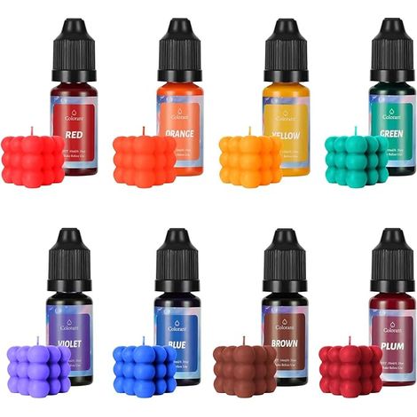 Colorant Liquide Bougies,8 Couleurs Colorant Bougie Liquide Bougie DIY,Bougies Couleurs,Kit Pigment Bougie,10 ML Couleur (1/5)