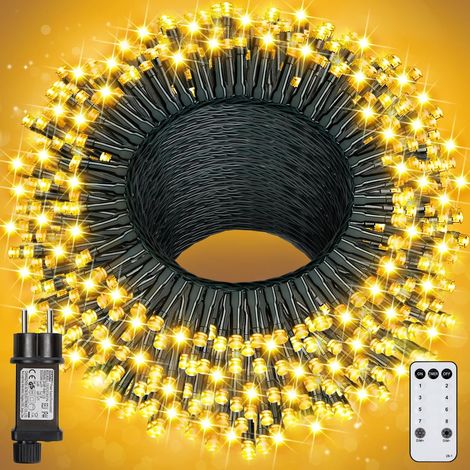 Guirlande Lumineuse Exterieure, 100M+5M 800LED Noel Interieur, 8 Modes Ip65 Imperméable Guirlande Lumineuse Chambre pour arbre de Noël Halloween Jardin Cour Fête Mariage [Classe énergétique G]