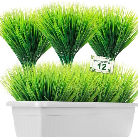 Lot de 12 herbes artificielles décoratives, accessoires pour jardin ou intérieur (1/5)