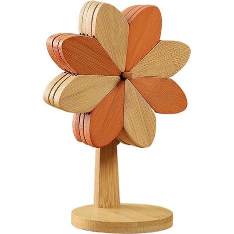 Dessous de plat en bois, naturel, isolant thermique, avec support (1/5)