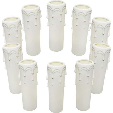 Paquet de 10 bougies gouttes gouttes en plastique couvre les tubes pour lustre lumière pendants luminaires blanc (1/5)