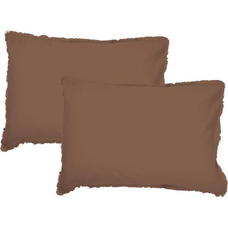 Lot de 2 taies d'oreiller Coton LAVÉ à Franges 100% Coton (1/5)