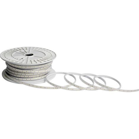 Tira LED V-TAC 220V 10,5W/m 50m 120 LED/m con Blanco Frío IP65 Enchufe 8mm