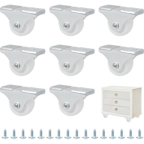 JSSEVN - Fixed Furniture Casters, 8 Pieces, Mini Furniture Casters, 25mm Casters, Furniture Transport Casters, Side Casters with Screws (1/5)