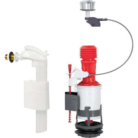 Mécanisme WC Double Chasse MW2 Robinet Flotteur F90 Chromé (1/5)