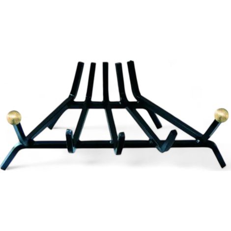 Brucialegna triangolare per camino ferro battuto nero con pomoli ottone robusto e stabile dimensione 40 cm (1/2)