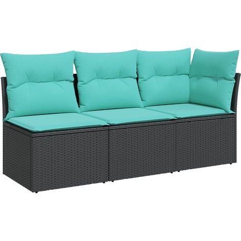 Garden Sofa with Cushion Black 172 x 62 x 69 cm Poly rattan vidaXL