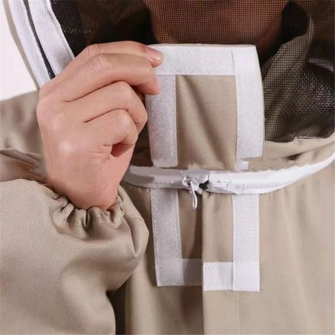 Combinaison d'apiculture respirante, douce et confortable, une pièce, hypoallergénique, avec capuche amovible, taille L. (1/5)