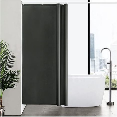 BARKBUSTERS  Petit rideau de douche gris foncé tissu imperméable lavable Dacron résistant à la moisissure rideau de douche avec 6 crochets 100x200cm pour baignoire de salle de bain (1/4)
