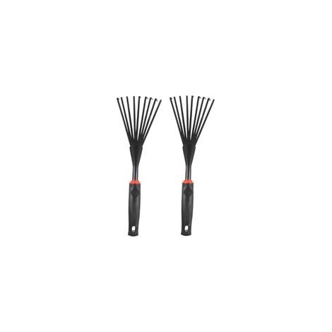 2 Pièces Râteau de Jardin Ergonomique Plastique Noir Lot de Outils de Désherbage Pratiques pour Jardinage Ameublissement et Entretien des Plantes