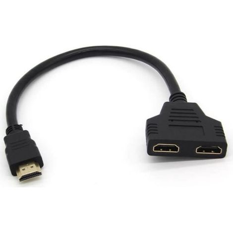 Adaptateur de câble HDMI à 2 ports pour PC, Microsoft TV, décodeur TV, extension d'écran Gold 3D, Full HD, 4K et 1080p. (1/5)