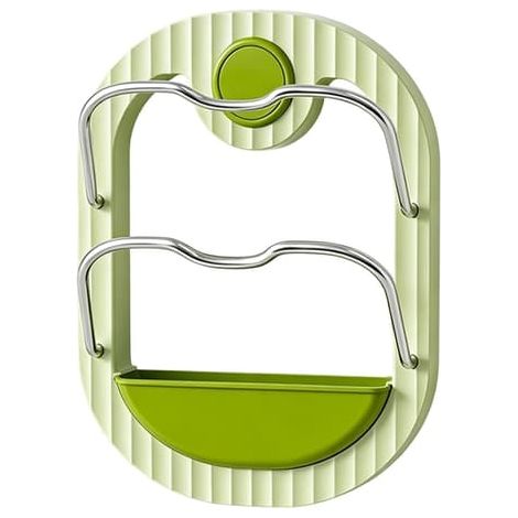 Support mural universel double couche pour couvercles de casseroles, en acier inoxydable, sans perçage, pour ranger et organiser tous types de couvercles (vert) (1/5)