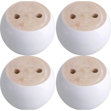 Lntyq Jeu de 4 pieds de meuble ronds en eucalyptus blanc Pouvant supporter un poids d'environ 100 kg 8 x 8 x 5 cm (1/5)