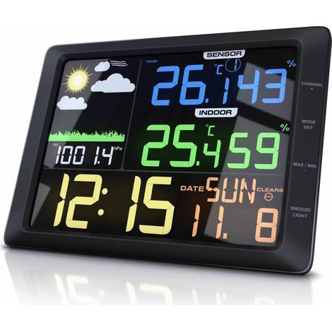 BEARWARE Wetterstation mit Außensensor, LCD Farbdisplay, Wettervorhersage, Luftdruck, Temperatur uvm. (1/5)