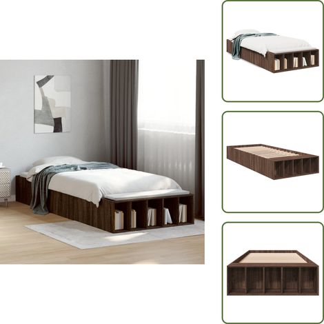 Letto con scomparti - vidaXL Giroletto Rovere Marrone 100x200 cm in Legno Multistrato - Letto con doghe