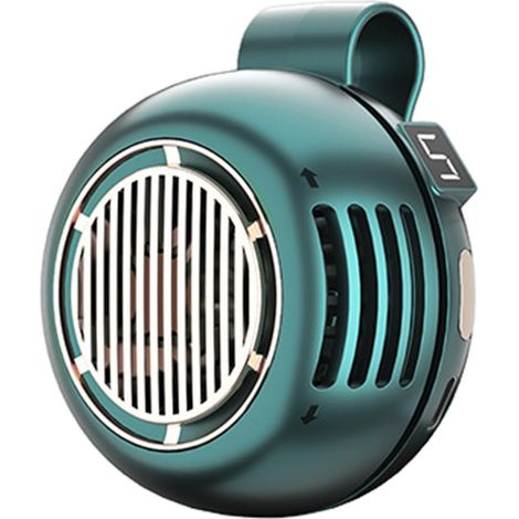 Mini-ventilateur portable sans pales à clip — Modèle amélioré 2026 : 5 vitesses réglables, écran numérique LED, rotation libre à 360°, rechargeable par USB (Vert) (1/5)