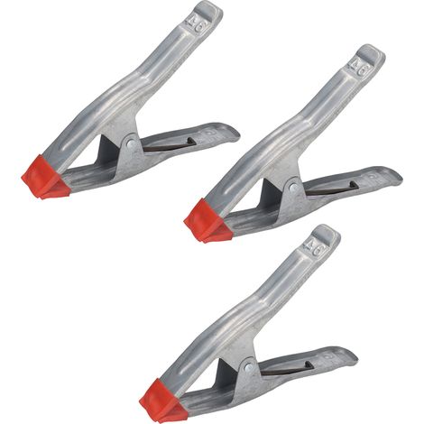Set aus 3 9-Zoll-Federklemmen aus verzinktem Eisen, A-förmige Klemmen für Holzarbeiten, zum Befestigen von Brettern und Wasserrohren. (1/5)