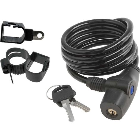 Antivol vélo universel diamètre 8mm avec double clé + support tige de selle guidon cadre