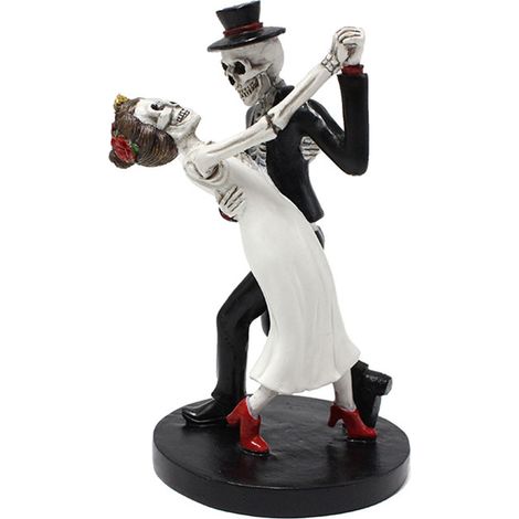 Statue de Couple Squelette [Série Collector] Sculpture de Squelette Couple Résine Décor Sombre Élégant pour Maison Bureau Halloween (1/5)