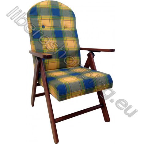 Poltrona reclinabile in tessuto BLUE SCOZZESE e legno di faggio AMALFI (1/2)