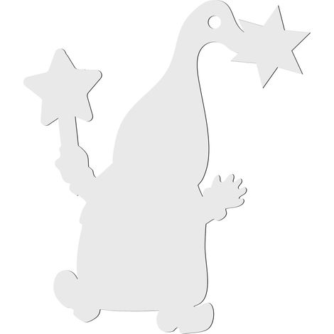 Ciondolo per albero di Natale, pallina in legno bianco a forma di folletto, ornamento natalizio in MDF (1/4)