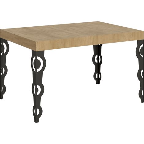 Tavolo Allungabile 120/380x90 cm Karamay Quercia Natura Gambe Antracite
