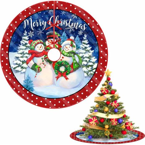 Jupe De Sapin De Noel Rouge 76 Cm Douce En Polyester Ronde Pour Arbre Tapis De Base Chauffant Decoration Festive De Vacances Elegant (1/4)