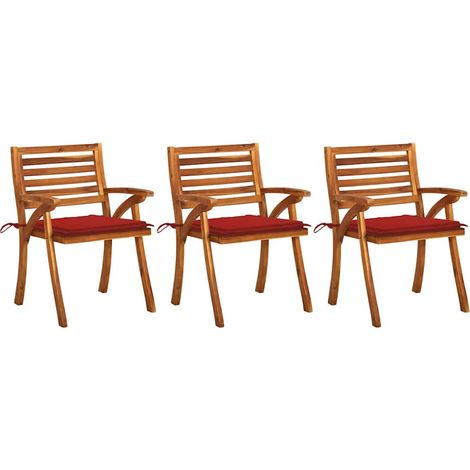 vidaXL Sillas de comedor jardín con cojines 3 uds madera maciza acacia (1/5)