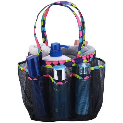 Tragbarer Duschbeutel aus Netzstoff für Studentenwohnheim-Badezimmer – Große Duschtasche für Camping-Fitnessstudio (Schwarz) (1/5)