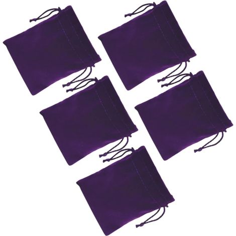 Lot de 5 sacs à cordon en velours violet pour la gestion des câbles électroniques (1/5)