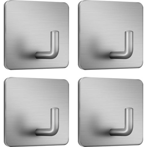 Selbstklebende Handtuchhaken zum Aufhängen von Bademänteln, Mänteln, Wandhaken aus Edelstahl, 4er-Pack (Silber) (1/5)