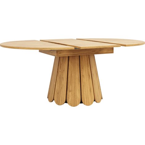 Table à manger ronde extensible 118-158 cm en MDF effet bois naturel (1/5)