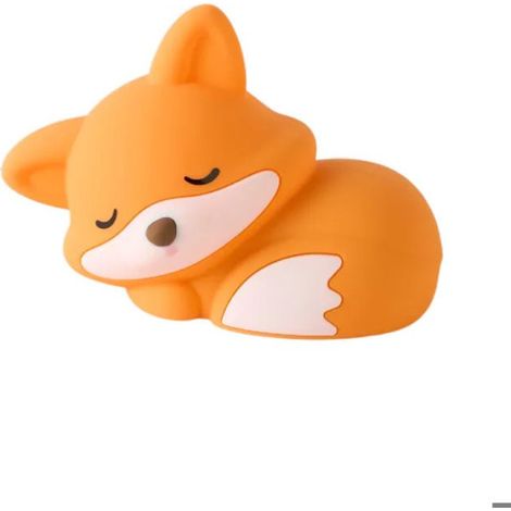 1 veilleuse renard, tactile avec intensité réglable, silicone orange, minuterie 20 min, recharge USB, pour chambre d'enfant (1/5)