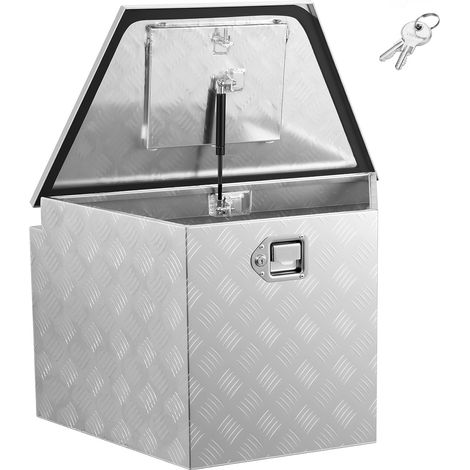 Mophorn Deichselbox aus Aluminium 737 x 410 x 457 mm, Werkzeugaufbewahrungsbox mit Schloss und Schlüsseln, robuste Aufbewahrungslösung für Anhänger, Pickups, Wohnmobile und SUVs, Silber (1/5)