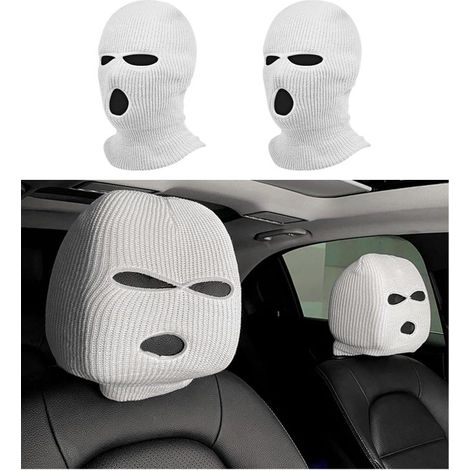 Humorvolle und personalisierte Auto-Kopfstützenbezüge, 2er-Set, Rundumschutz (weiß)
