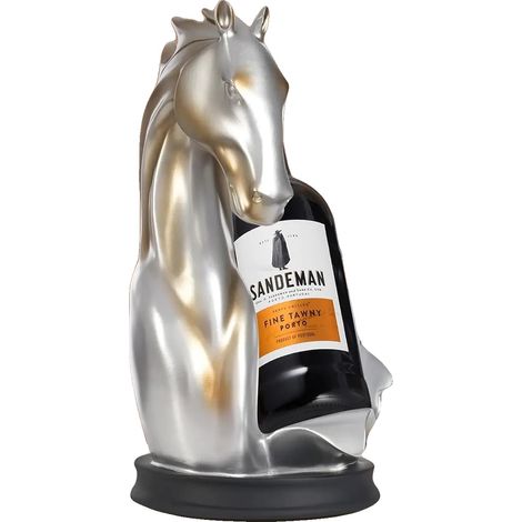 Porte-bouteille de vin, résine durable, diamètre de base de 6,69 pouces, supporte les bouteilles de vin standard, sculpture de tête de cheval, lisse avec des bords arrondis (1/5)