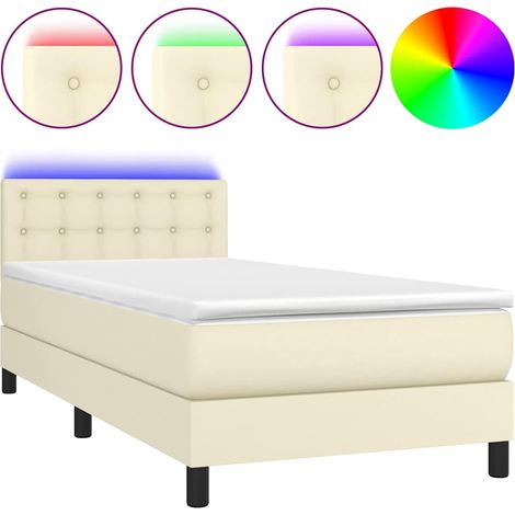 Maison Exclusive - Sommier à lattes de lit avec matelas et LED Crème 90x190cm (1/5)