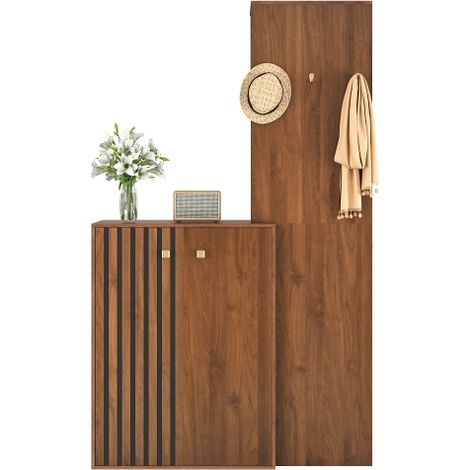 Ensemble entrée compact avec meuble chaussures crochets et tringle (1/5)