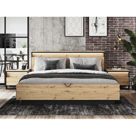 BOBOCHIC - Ensemble KYRIA avec Lit coffre + 2 chevets 180x200 (1/5)