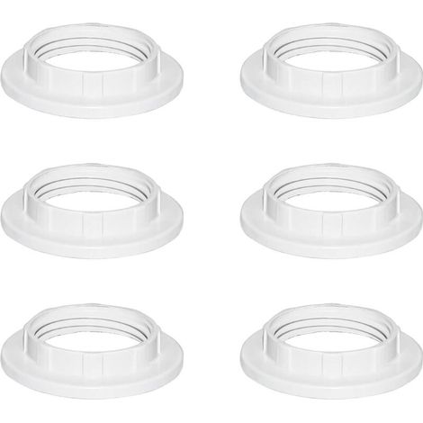 6 Pièces Blanc Plastique Anneau Réducteur Abat Jour E14 27MM, Accessoires pour Abat-Jour Bague Plaque Convertisseur d’Adaptateur, E14 Anneau (1/5)