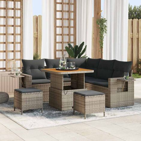 Teenpull – Gartensofa-set 8 Stk. Grau Poly-Rattan (1/5)