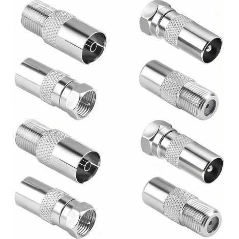 Lot de 8 connecteurs de câble coaxial, connecteurs de câble satellite, fiche F, câble satellite, fiche d'antenne, kit de connecteurs coaxiaux TV pour câble satellite, câble d'antenne (1/5)
