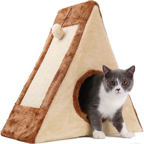 Paniers pour chats d'intérieur avec griffoir en sisal et niche suspendue en forme de boule (1/5)