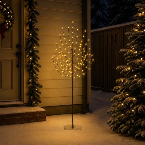 vidaXL Albero di Natale LED Nero 20 x 20 x 180 cm Acciaio 160 LED (1/5)