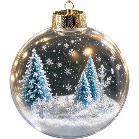 Boule de Noël lumineuse en cristal, décor intérieur 3D enneigé, décoration ronde transparente pour sapin de Noël, style E avec lumières. (1/3)