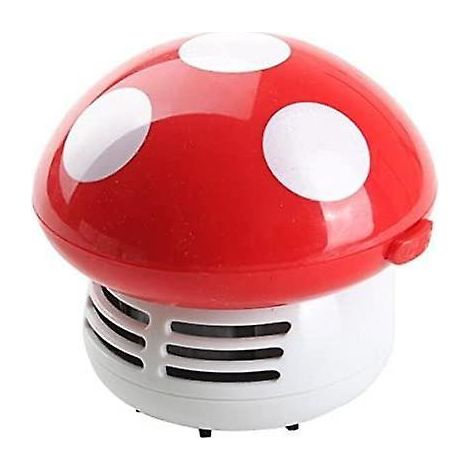 Mini balai de bureau en forme de champignon, idéal pour nettoyer les coins (Linda rouge). (1/4)
